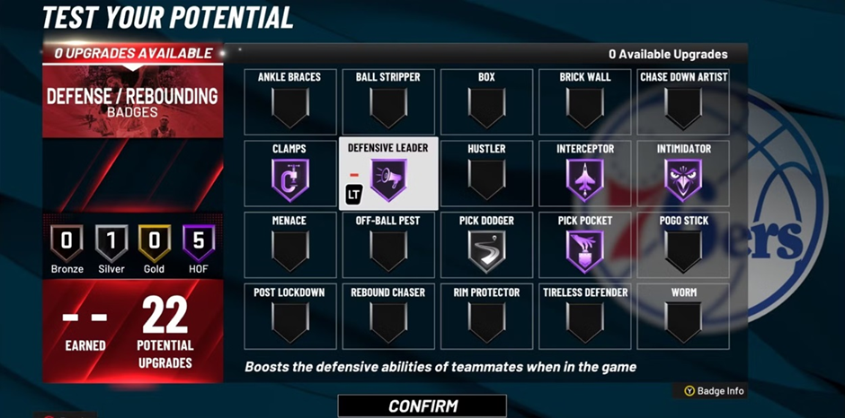 Defense/Rebounding Badges Help Anchor Your Team